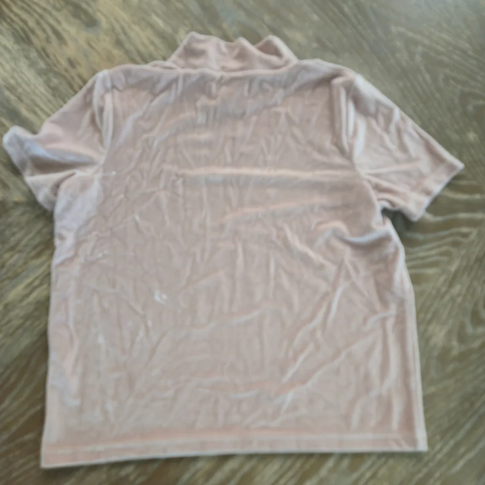 Madewell Velvet Mock Neck Short Sleeve Top Blush Pink Size Small Soft Stretchy